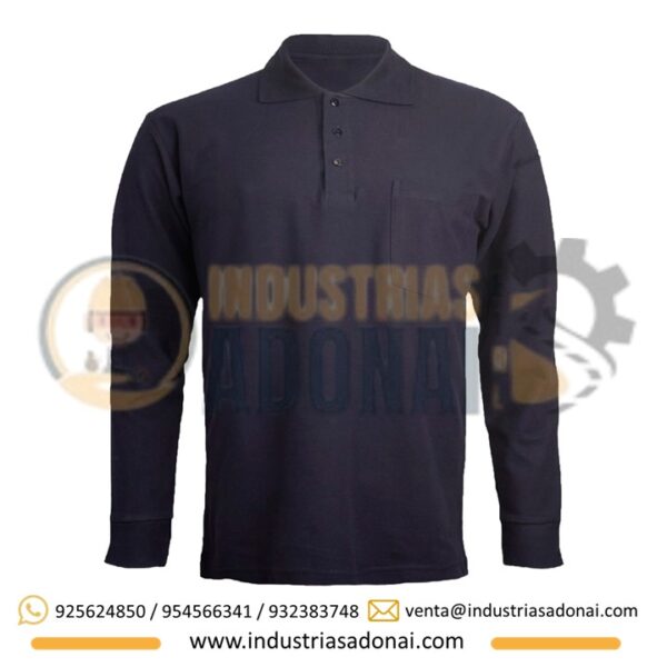 Polo con Cuello Camisero Manga Larga Azul Marino