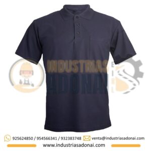 Polo con Cuello Camisero Manga Corta Azul Marino