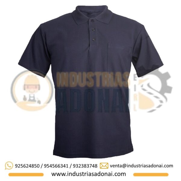 Polo con Cuello Camisero Manga Corta Azul Marino