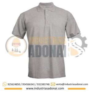 Polo con Cuello Camisero Manga Corta Plomo