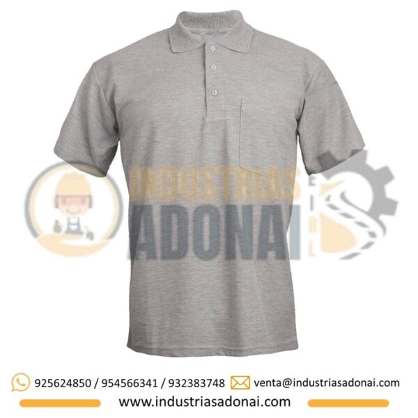 Polo con Cuello Camisero Manga Corta Plomo